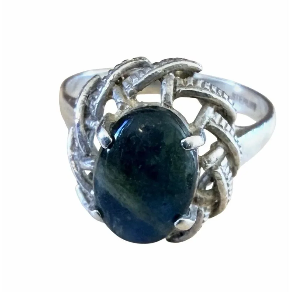 Vintage Sterling Silver Labradorite Statement Ring
